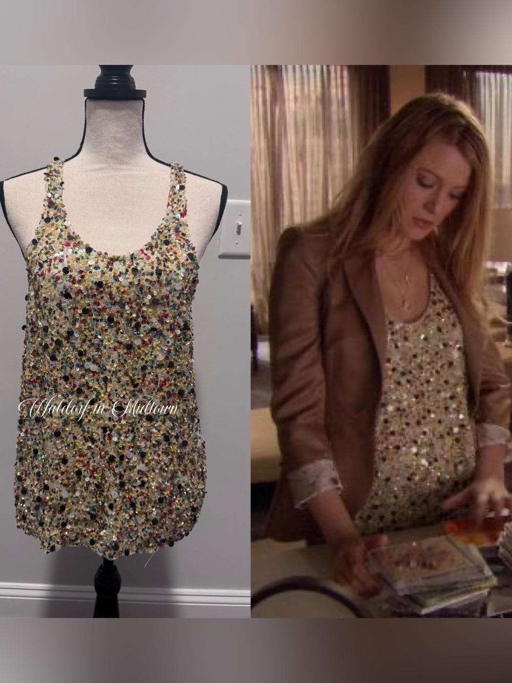 ASO SERENA VAN DER WOODSEN SEQUIN TANK -  Size 6
